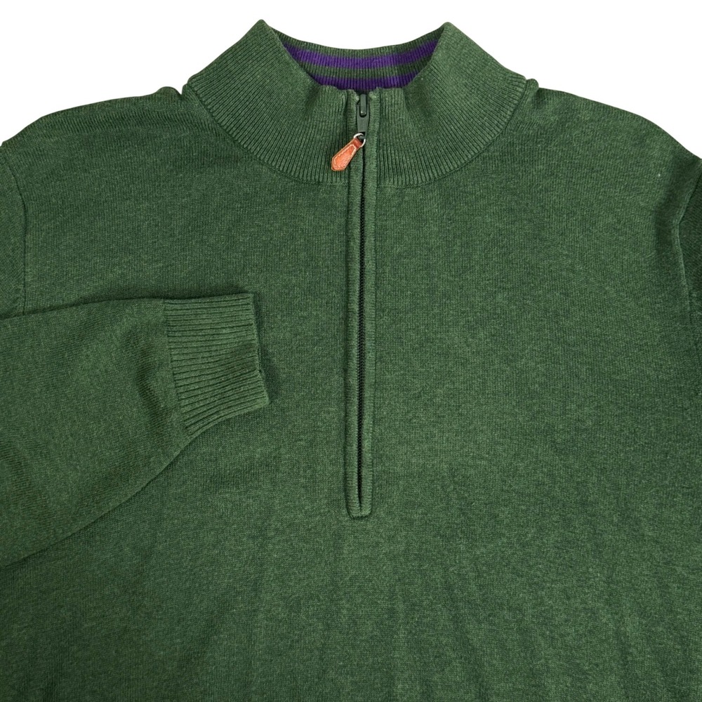 J McLaughlin 1/4 Zip Cotton Mock Neck Knit Sweater Preppy Minimalist  Mens M